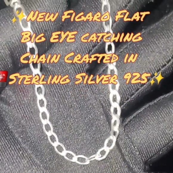 NEW STERLING SILVER FIGARO FlAT BIG EYE CATCHING CHAIN✨️UNISEX🔥 - Picture 4 of 6